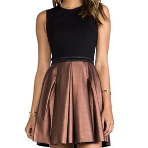 Erin Fetherston Abby Dress in Black/Bronze Womens Sz 8 Tank Fit And Flare Mini